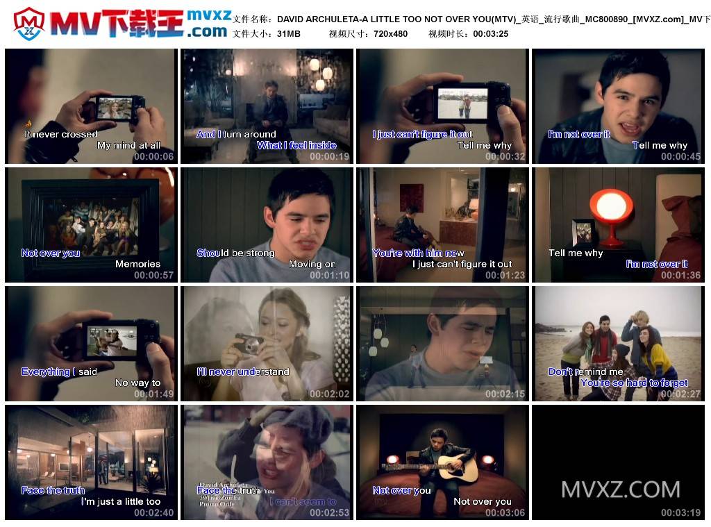 DAVID ARCHULETA-A LITTLE TOO NOT OVER YOU(MTV)_英语_流行歌曲_MC800890